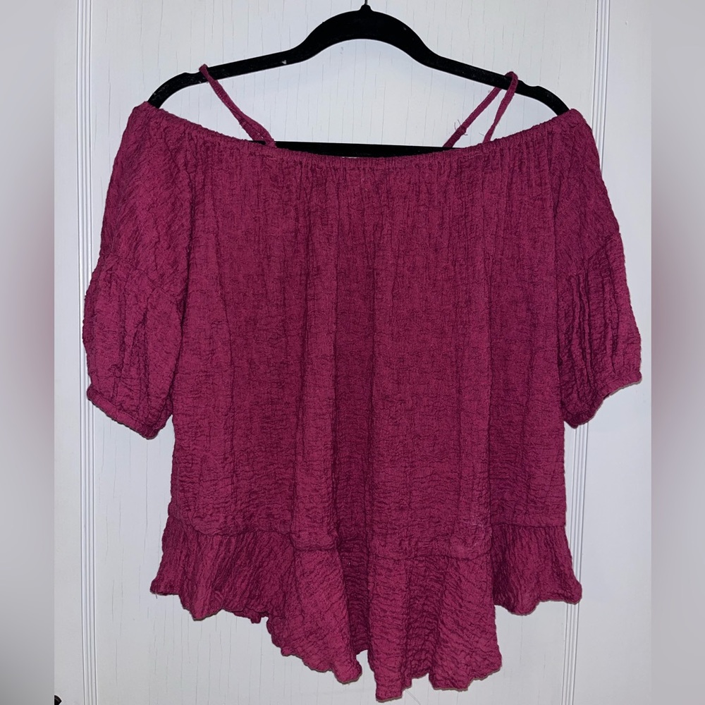 Free People Off the Shoulder Maroon Top